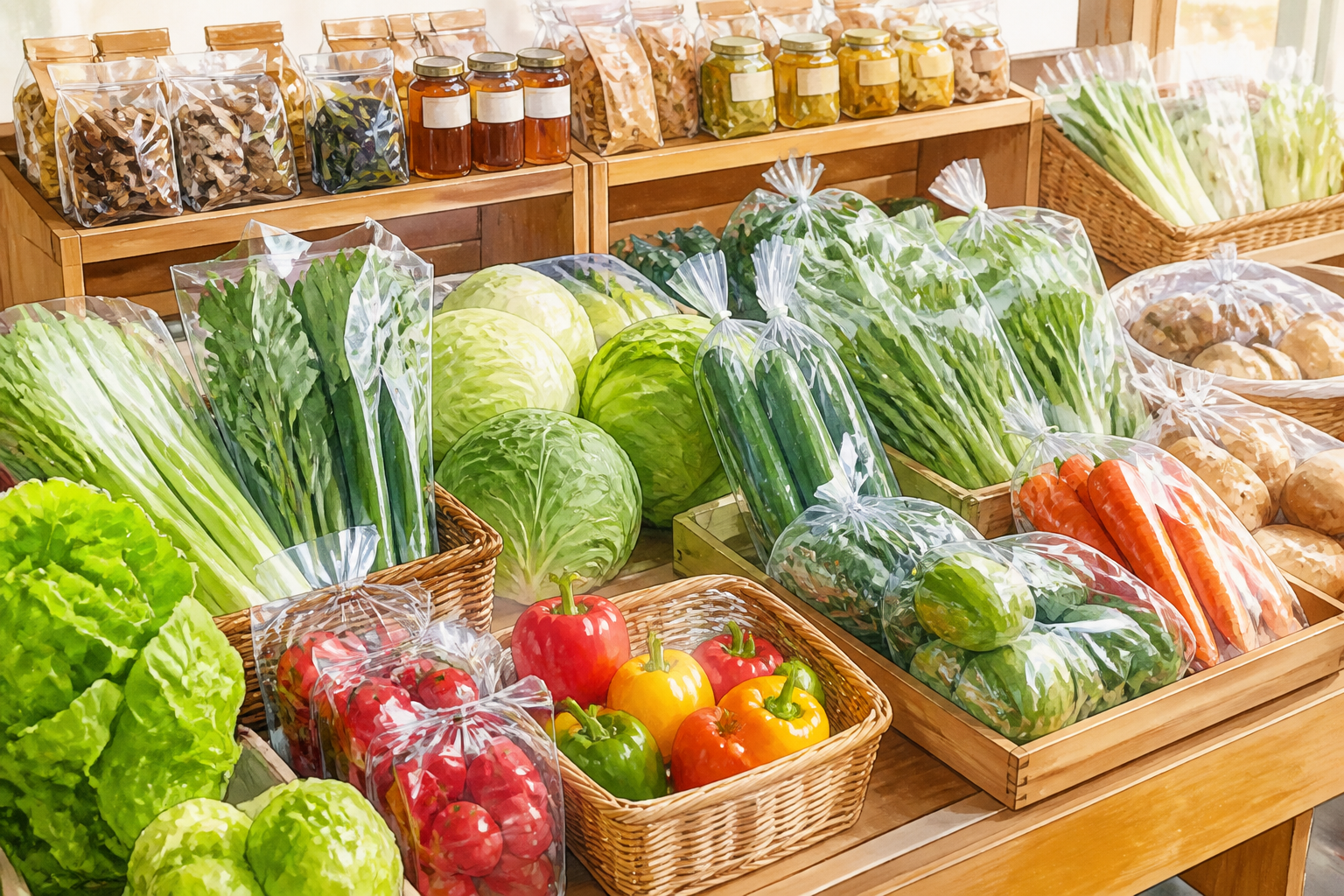 道の駅で売られている新鮮な地元野菜や特産品